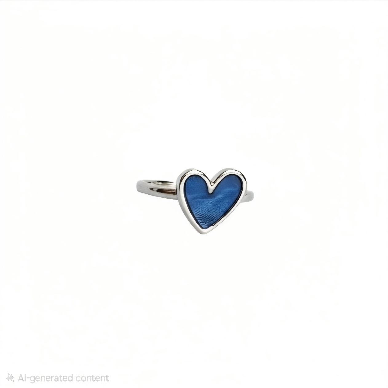 Blue Enamel Heart Adjustable Ring